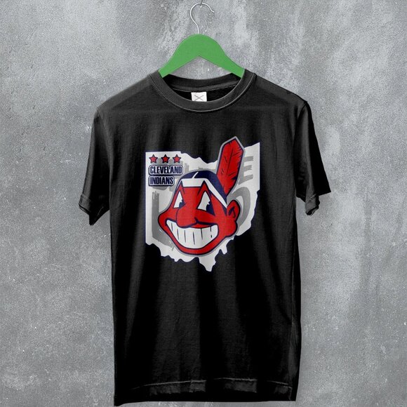 Cleveland Guardians Old Logo Indians Map Believe Land Baseball Graphic T-Shirt - Picture 1 of 5